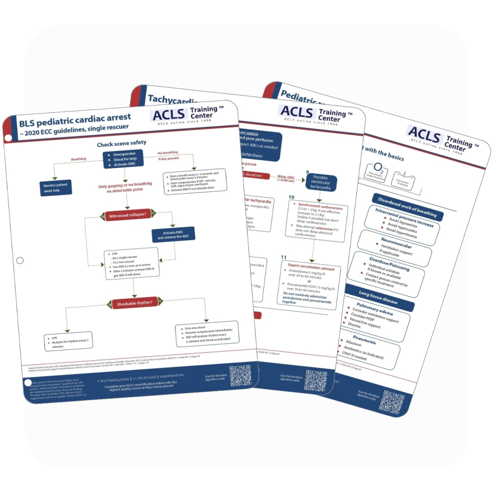 PALS crash cart cards, 8.5×11 in